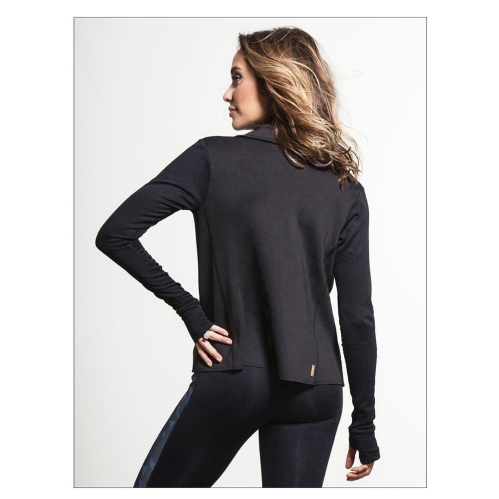 Alala Sophisticate Drape Black Jacket Medium Womens Athletic Workout Thumbholes - Picture 5 of 10